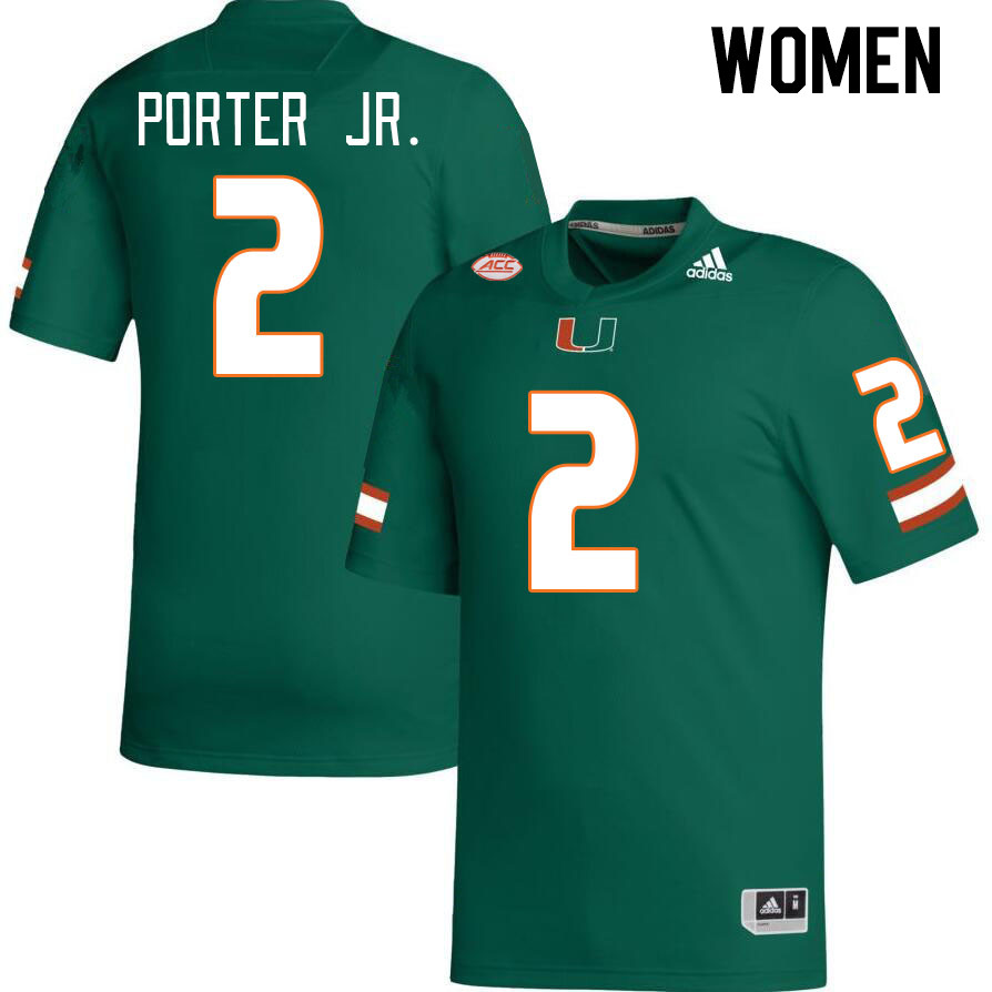 Women #2 Daryl Porter Jr. Miami Hurricanes College Football Jerseys Stitched-Green - Click Image to Close